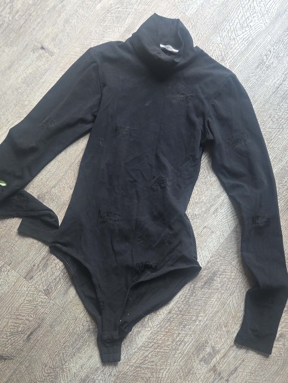 Marithe Francois Girbaud Black Long-Sleeve Turtleneck Bodysuit